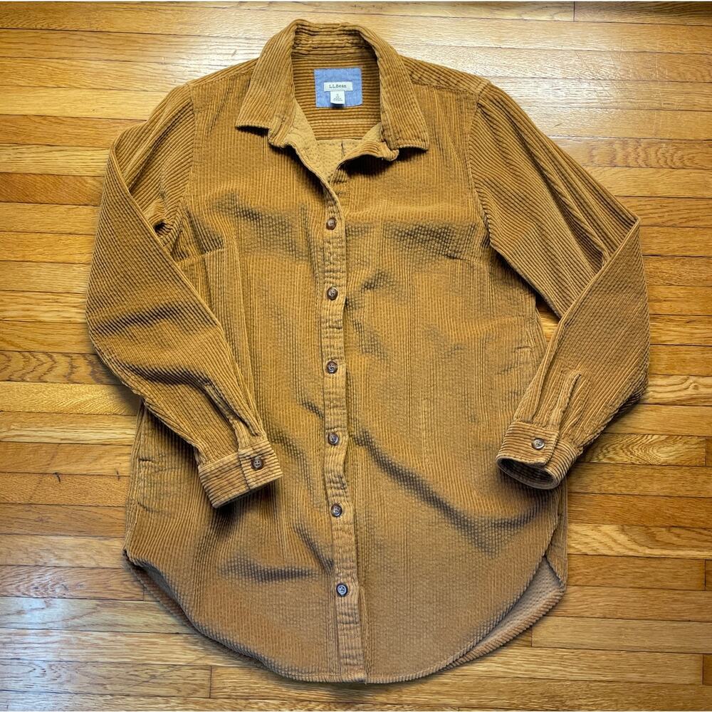 L.L. Bean Women's Comfort Corduroy Relaxed Tunic Small Camel Brown EUC